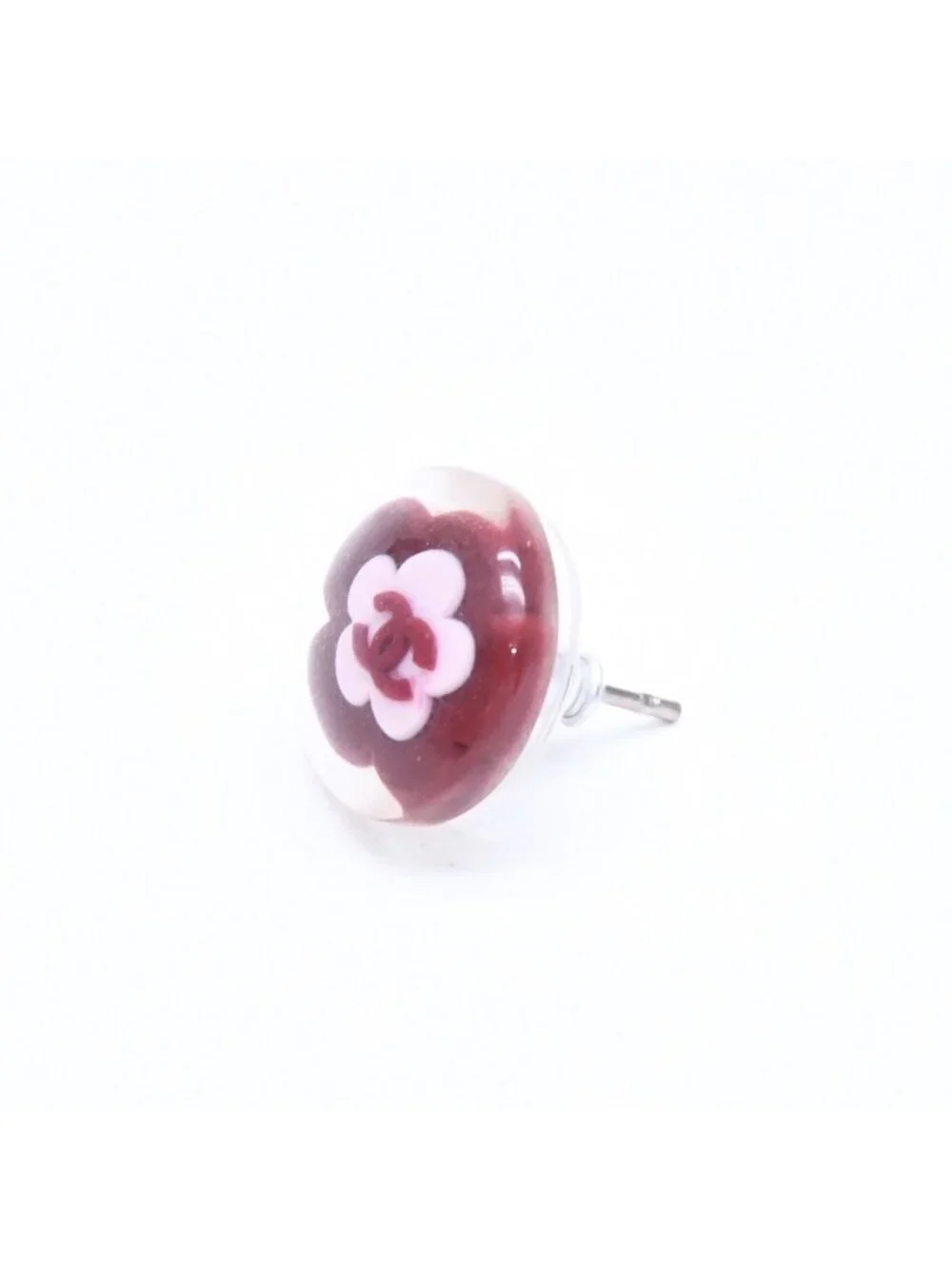 Chanel CC Logo Earrings 04 Camellia Clear Resin